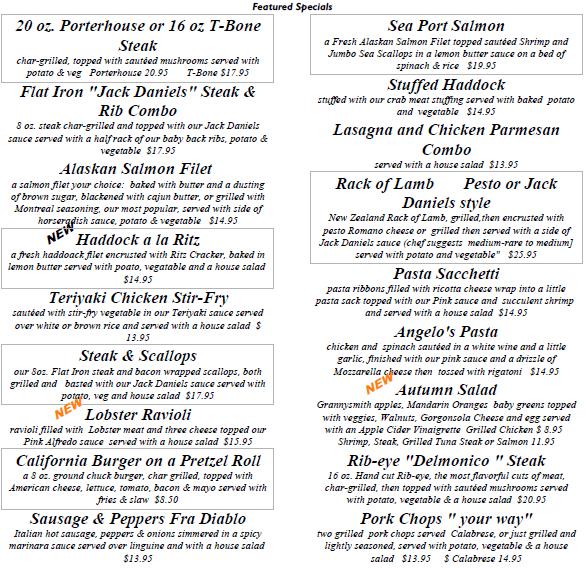 Weekly Menu Specials Updated on Thursdays